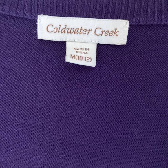 Coldwater Creek Silk Blend Western Bead Trim Cardigan Purple Size M - Picture 7 of 8